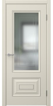 Межкомнатная дверь Скандинавия 6 эмаль RAL 9001 патина серебро, матовое стекло — 0619