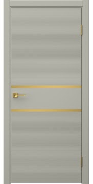Межкомнатная дверь Соло 10 эмаль RAL 7044, золотой молдинг — 1283