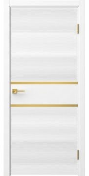 Межкомнатная дверь Соло 10 эмаль белая, золотой молдинг — 1289