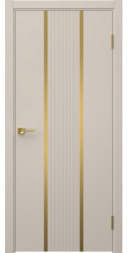 Межкомнатная дверь Соло 16 эмаль мокко, золотой молдинг — 1306