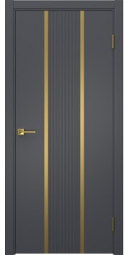 Межкомнатная дверь Соло 16 эмаль графит, золотой молдинг — 1297