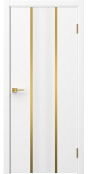 Межкомнатная дверь Соло 16 эмаль белая, золотой молдинг — 1305