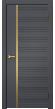 Межкомнатная дверь Соло 18 эмаль графит, золотой молдинг — 1311