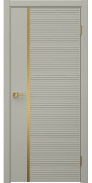Межкомнатная дверь Соло 18 эмаль RAL 7044, золотой молдинг — 1313