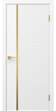 Межкомнатная дверь Соло 18 эмаль белая, золотой молдинг — 1319