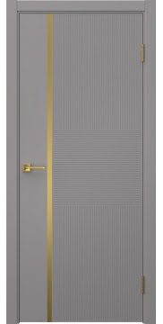 Межкомнатная дверь Соло 19 эмаль RAL 7036, золотой молдинг — 1323