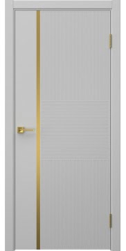 Межкомнатная дверь Соло 19 эмаль RAL 7047, золотой молдинг — 1326