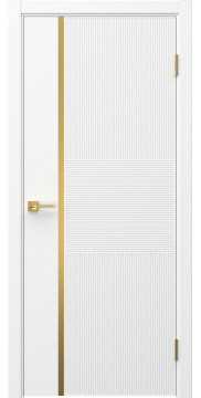 Межкомнатная дверь Соло 19 эмаль белая, золотой молдинг — 1330