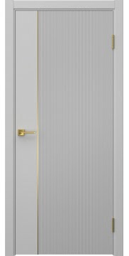 Межкомнатная дверь Соло 20 эмаль RAL 7047, золотой молдинг — 1346