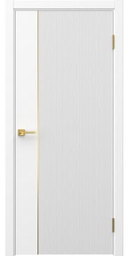 Межкомнатная дверь Соло 20 эмаль белая, золотой молдинг — 1353