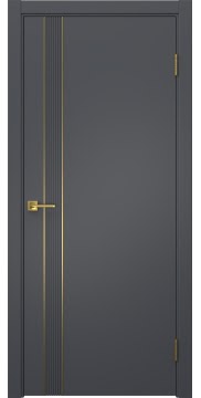 Межкомнатная дверь Соло 21 эмаль графит, золотой молдинг — 1358
