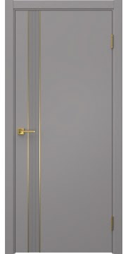 Межкомнатная дверь Соло 21 эмаль RAL 7036, золотой молдинг — 1360
