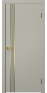 Межкомнатная дверь Соло 21 эмаль RAL 7044, золотой молдинг — 1362