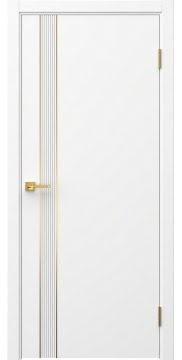 Межкомнатная дверь Соло 21 эмаль белая, золотой молдинг — 1372