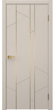 Межкомнатная дверь Соло 24 эмаль мокко, золотой молдинг — 1414