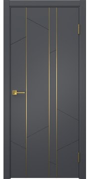 Межкомнатная дверь Соло 24 эмаль графит, золотой молдинг — 1398