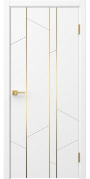 Межкомнатная дверь Соло 24 эмаль белая, золотой молдинг — 1412
