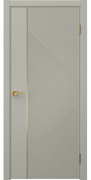 Межкомнатная дверь Соло 4 эмаль RAL 7044, золотой молдинг — 1422