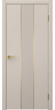 Межкомнатная дверь Соло 5 эмаль мокко, золотой молдинг — 1445