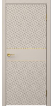 Межкомнатная дверь Соло 6 эмаль мокко, золотой молдинг — 1459