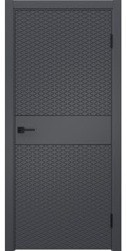 Межкомнатная дверь Соло 6 эмаль RAL 7012, черный молдинг — 1448