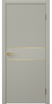 Межкомнатная дверь Соло 6 эмаль RAL 7044, золотой молдинг — 1450
