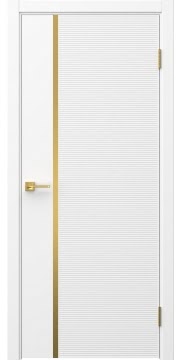 Межкомнатная дверь Соло 8 эмаль белая, золотой молдинг — 1472