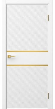 Межкомнатная дверь Соло 9 эмаль белая, золотой молдинг — 1483