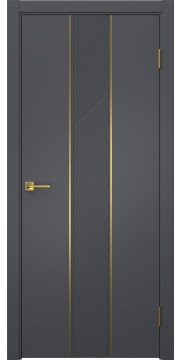 Межкомнатная дверь Вектор 8 эмаль графит, золотой молдинг — 1516