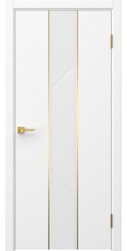 Межкомнатная дверь Вектор 8 эмаль белая, золотой молдинг — 1530