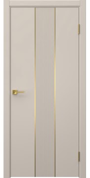 Межкомнатная дверь Вектор 9 эмаль мокко, золотой молдинг — 1551