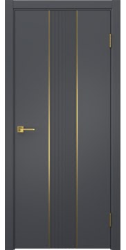 Межкомнатная дверь Вектор 9 эмаль графит, золотой молдинг — 1535
