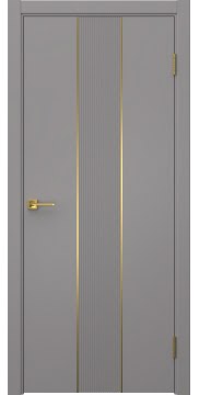 Межкомнатная дверь Вектор 9 эмаль RAL 7036, золотой молдинг — 1537