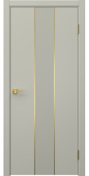 Межкомнатная дверь Вектор 9 эмаль RAL 7044, золотой молдинг — 1539