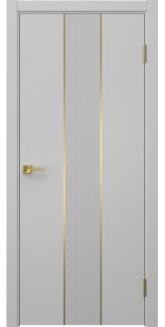 Межкомнатная дверь Вектор 9 эмаль RAL 7047, золотой молдинг — 1542