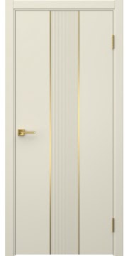 Межкомнатная дверь Вектор 9 эмаль RAL 9001, золотой молдинг — 1544