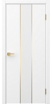 Межкомнатная дверь Вектор 9 эмаль белая, золотой молдинг — 1549