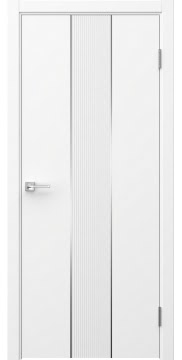 Межкомнатная дверь Вектор 9 эмаль белая, молдинг серебро — 1550